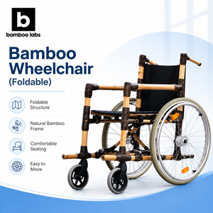 Silla de Ruedas Plegable de Bambú, Ligera, Impermeable, con Capacidad de hasta 120 kg, Asiento Cómodo y Duradero con Altura Ajustable, Movilidad Diaria - Product Image 6