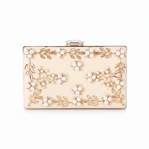 กระเป๋าหรูหราทำมือประดับลูกปัดหนังแท้พร้อมสายสะพายแบบกระเป๋าถือ แต่งด้วยรายละเอียดแวววาว เหมาะสำหรับโอกาสทางการอย่างเป็นทางการ - Product Image 1