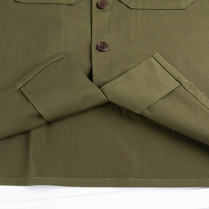 Vente en Gros Col Cubain <span class=keywords><strong>Manches</strong></span> <span class=keywords><strong>Longues</strong></span> Surdimensionné Vert Haute Qualité 100% Coton Chemises de Travail pour Hommes - Product Image 6