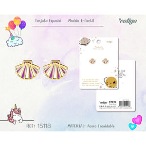 Orecchini alla moda Cotigo in acciaio color oro per ragazze 1 cm X 11 cm X 30 cm - Product Image 1