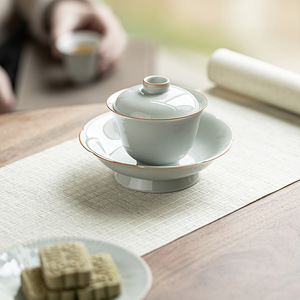 Guanlan Gaiwan <b>Teacup</b> Porcelain With Lid Bell Shaped Covered Bowl For Kung Fu Tea Set Household Use - Product Image 1
