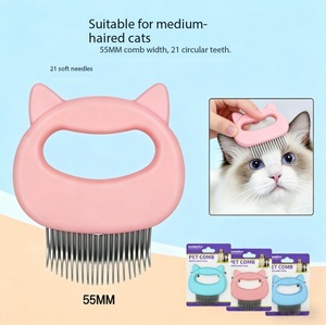 Pawmino Cat Face Shell Comb Soft Bristles For <b>Pet</b> Grooming - Product Image 5