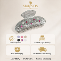Pince à cheveux en acrylique cristal étoile et lune Shily&OS Premium 9cm - Pince requin de luxe léger pour femme