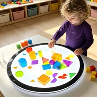 Juguetes Sensoriales Redondos para Niños, Panel de Luz LED Educativo, Mesa de Luz LED, Panel de Luz para Niños