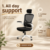 Chaise de bureau pivotante ergonomique en maille noire et blanche, moderne et élégante, pour la maison ou le bureau, OEM