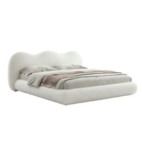 Lit douillet en tissu de coton rembourré, style français, amovible et lavable, taille Queen, pour usage domestique ou hôtelier, ensemble de lit moderne blanc à vendre
