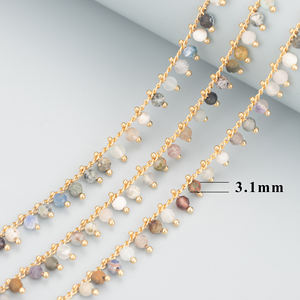 C82 1м/лот, фурнитура для ювелирных изделий, соответствует стандарту REACH, без никеля, с покрытием из 18-каратного золота, с натуральным камнем, для изготовления ожерелий и браслетов, в пакете - Product Image 2