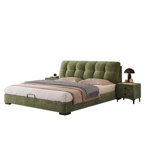 Nuovo Letto Matrimoniale Moderno Minimalista in Velluto Ciniglia Stile Crema 1.8m, Letto Imbottito di Lusso Leggero con Contenitore per Camera da Letto Principale - Product Image 5