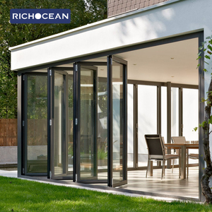 Porta Pieghevole di Sicurezza RICHOCEAN per Esterni <span class=keywords><strong>con</strong></span> Serratura, in Alluminio e <span class=keywords><strong>Vetro</strong></span>, Porte Esterne Pieghevoli - Product Image 2
