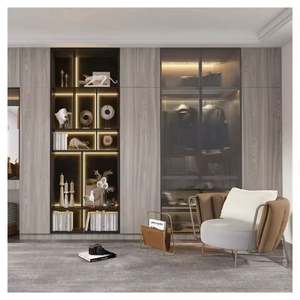 Contemporary <b>Glass</b> Door and Shelves Cabinets Wardrobe Modern Latest Design Custom Clothes Luxury Display Closet - Product Image 6