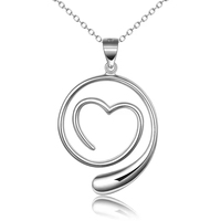 Collier pendentif cœur en spirale en argent sterling 925, bijoux de mode pour femmes et filles, cadeau d'anniversaire