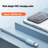 Color TPE Silicona 120W 6A Cable de datos de carga rápida USB Tipo C Cable de carga de datos rápidos para teléfono móvil