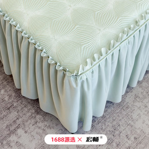 Juego de colchoneta refrescante de seda helada Hongchang, estilo princesa con falda con volantes, para camas de 1.5m, 1.8m y 2.0m, ropa de cama de verano - Product Image 3