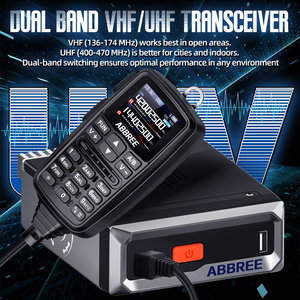 Radio mobile mini ABBREE AR-7600 V2 <span class=keywords><strong>GPS</strong></span> 30W VHF UHF AM FM double PTT VOX avec microphone-haut-parleur pour voiture - Product Image 3