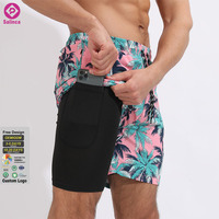 Shorts de bain imprimés personnalisés pour hommes, grande taille, mode, séchage rapide, avec cordon de serrage, shorts de sport ajustés, fitness, course à pied, 2 en 1