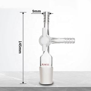 Laboratuvar vakum Boro <span class=keywords><strong>3.3</strong></span> cam vakum adaptörü üç yollu T şekil akış kontrol adaptörü ile cam ve PTFE Stopcock - Product Image 6
