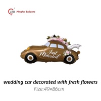 Ballons en aluminium à l'hélium flottants sur le thème de la Saint-Valentin et de mariage, mariée et marié debout, lèvres rouges, bouteille de vin, voiture de mariage, elfe de dessin animé