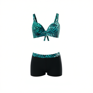 Costume da bagno intero HDJ taglie forti con controllo pancia, stampa leopardata e scollo incrociato, per donna SQ66360 - Product Image 4