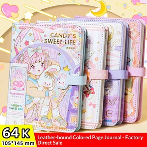 Carnet A6 en cuir souple 64k avec boucle magnétique, mignon, pour écolière, vente en gros, journal intime pour fille, cadeau - Product Image 2