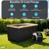 Bain froid extérieur en bois personnalisable avec double douche portable, refroidisseur et filtre en option, design moderne en acier inoxydable