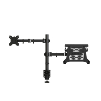 Nouveau support de bureau réglable pour deux moniteurs, bras pour ordinateur portable, adaptateur pour ordinateur portable, 32 pouces, inclinaison de 45 degrés, métal noir, capacité de 10 kg