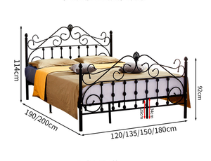 Lit en métal en vente chaude avec un design moderne, cadre de lit en fer de taille king pour la maison, meubles de chambre à coucher, lit en métal forgé pour <span class=keywords><strong>auberge</strong></span> - Product Image 6