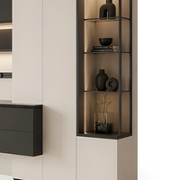 Vitrine moderne en verre, buffet en bois, console de rangement avec éclairage d'appoint LED, taille personnalisée pour salon, hôtel