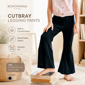 Pantalon legging noir en tissu côtelé doux, offrant une mobilité flexible et un confort respirant pour l'école et les aventures en plein air - Product Image 3