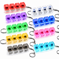 Porte-clés mécanique LED personnalisé avec logo imprimé UV, 4 touches, clavier, anti-stress, dessin animé, acrylique, étanche