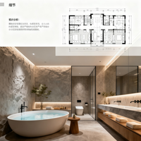 Conception architecturale de villa de luxe sur mesure, plan de maison de style moderne, système de cinéma maison intelligent, 3D+CAD, salle de bain, salon, chambre à coucher