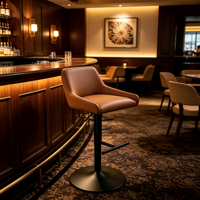 Tabouret de bar moderne en cuir avec accoudoirs, chaise de bar pivotante réglable en hauteur, chaise de bar de luxe pour hôtel, salon, comptoir de bar