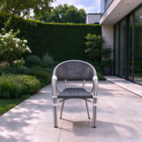 Chaise de bistrot de jardin en aluminium et rotin de style français, mobilier d'extérieur moderne
