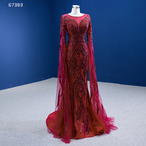 Rsm67383 Bride New Wine <b>Red</b> Mermaid Slim Temperament Diamond Lace Wedding Evening Dress - Product Image 3
