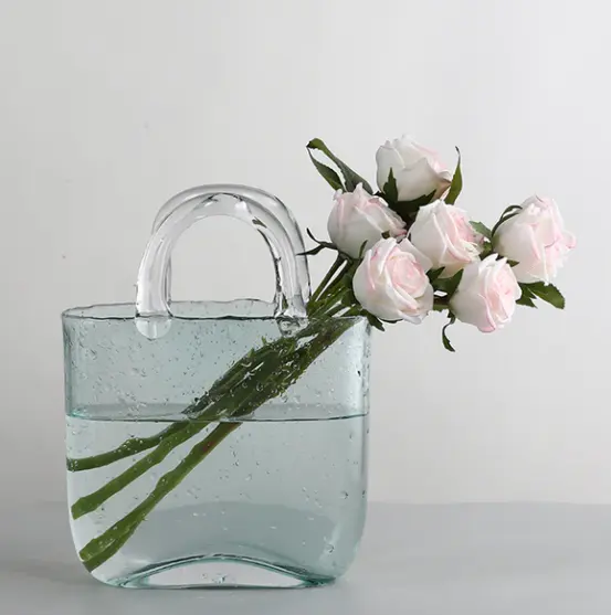 Jinbaijia high quality art colored glass modern bubble cheap for wedding cetrepieces,home decor handbag Flower Vase