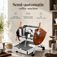 Machine à expresso semi-automatique 9Bars avec pompe rotative importée, double chaudière en acier inoxydable, pour usage domestique et commercial (café)
