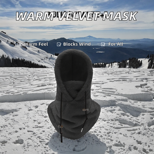 Cagoule unisexe en polaire à carreaux, résistante au vent, pour l'hiver, masque facial chaud pour le ski - Product Image 2