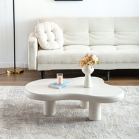 Table basse en bois de style minimaliste nordique, crème, en forme de nuage, design moderne et luxueux pour salon