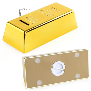24K Gold Plated Saving Box Customized Metal Money Box Bar US Dollar Banknote Coins Piggy Bank For Game Playing Prop Money