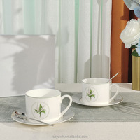 Tasse à café motif fleur porte-bonheur exquise, tasse à thé de l'après-midi, paire de tasses à bouche ronde, cadeau