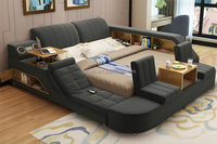 Neues Design Smart Massage Multifunktion sbett Luxus Große Aufbewahrung Leder Tatami Bett Samt Kingsize-Bett Mit USB-Lade lautsprecher