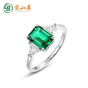 Fashion Retro Light Luxury Lab Cultured <strong>Emerald</strong> Ring S925 Sterling <strong>Silver</strong> Inlaid Colored Gemstone Custom <strong>Jewelry</strong> Wholesale - Product Image 5