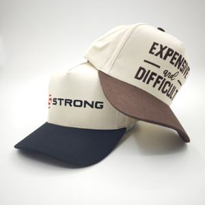 Custom Logo Embroidered Oxford Dobby Curved Brim a Frame Sport 5 Panel Two Tone Baseball <b>Hat</b> - Product Image 5