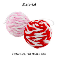 Boule de Noël en mousse pelucheuse rayée rose, rouge et blanche en gros, pendentif pour arbre de Noël, décoration de fête festive