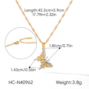 Anti Tarnish Stainless Steel Colorful Zircon Butterfly Pendant <b>Necklace</b> <b>Delicate</b> Women Party Gift Jewelry - Product Image 6