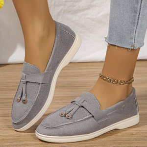 Nouveaux Mocassins Bleus <span class=keywords><strong>Femme</strong></span> Style Européen Américain Automne 2025 Chaussures Plates Décontractées et Sportives Grandes Tailles Fermeture Facile à Enfiler pour l'Été - Product Image 3
