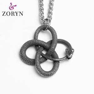 Pendentif Serpent Ouroboros en Acier Inoxydable, Style Gothique Punk Vintage, Bijou Tendance en Acier Titane pour Homme - Product Image 1