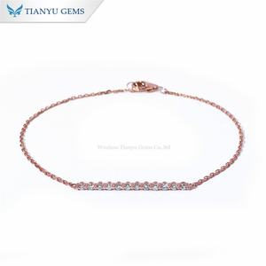 Tianyu Gems Round Cut Moissanite D Diamants Bracelets 6 "Or Rose 18k 14k 10k 925 Bracelet En Argent Sterling De Mariage pour Femme - Product Image 1