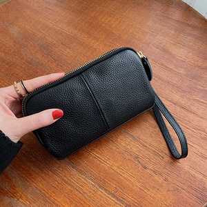 Bolso de Mano de Cuero Genuino para Mujer, Modelo 2025, Estilo Casual Simple con Cierre, Texturizado, Pequeño, Venta al Por Mayor - Product Image 2