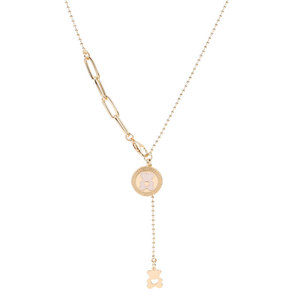 قلادة دب جديدة فضية 925 حلي للأطفال سترة نسائية مطلية بالذهب قلادة عنق ورقية قلادة ضيقة للنساء - Product Image 1