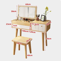 Table de toilette moderne et abordable avec rangement, coiffeuse en bois pour filles, commode vintage simple avec miroir pour chambre à coucher